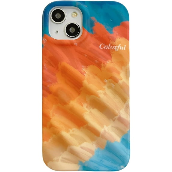 Water Ripple Shape Sunset Oil Painting Gradient Color Soft  for iPhone Case (Orange,iPhone 14 Pro)