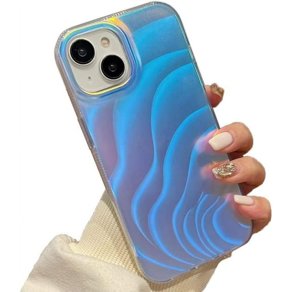 Water Ripple Shape Vortex Laser Soft for iPhone Case (Blue,iPhone 12)