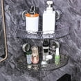 thumbnail image 1 of Water Ripple Suction Cup Storage Rack, Large Aperture Shower Caddy with Drainage Holes, Non-drill Wall Mount for Bathroom Essentials, Organize Shampoo Conditioner & Toiletries in Glass Metal, 1 of 9