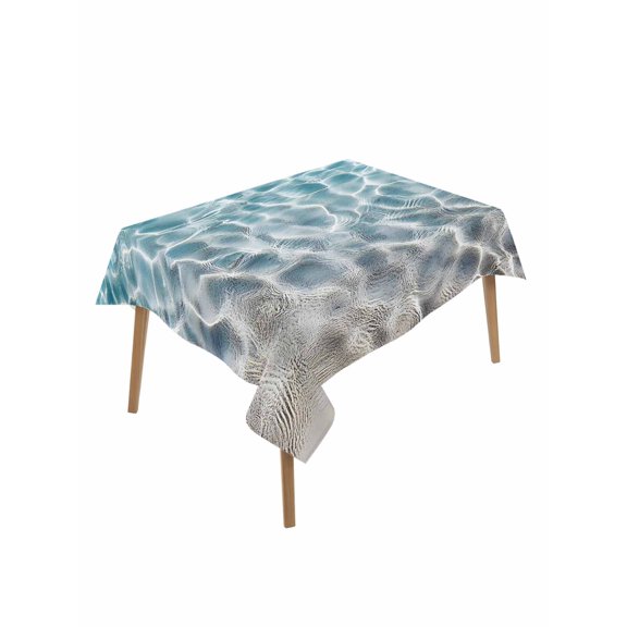 Water Ripple Table Cloth 60x102 Inch Rectangle, Ocean Art Realistic Sea Sand Waterproof Tablecloth Washable Table Cover for Party Picnic Dinner Decor