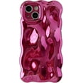 thumbnail image 1 of Water Ripple Wave Meteorite Bubble Pattern Chrome Plating Electroplated Candy Color Soft Compatible with iPhone Case (Eletro Red,iPhone 13), 1 of 12