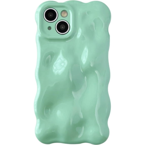 Water Ripple Wave Meteorite Bubble Pattern Chrome Plating Electroplated Candy Color Soft Compatible with iPhone Case (Green,iPhone 12)