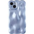 thumbnail image 1 of Water Ripple Wave Meteorite Bubble Pattern Chrome Plating Electroplated Candy Color Soft Compatible with iPhone Case (Light Blue,iPhone 15 Pro Max), 1 of 12
