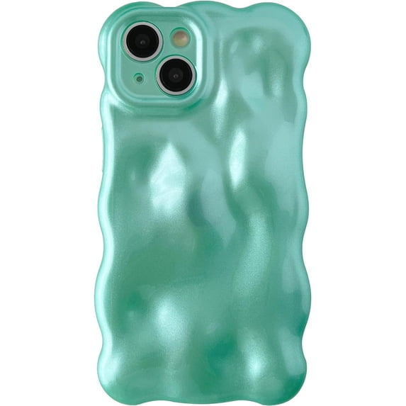 Water Ripple Wave Meteorite Bubble Pattern Chrome Plating Electroplated Candy Color Soft Compatible with iPhone Case (Light Green,iPhone 14 Pro Max)