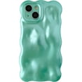 thumbnail image 1 of Water Ripple Wave Meteorite Bubble Pattern Chrome Plating Electroplated Candy Color Soft Compatible with iPhone Case (Light Green,iPhone 14), 1 of 12
