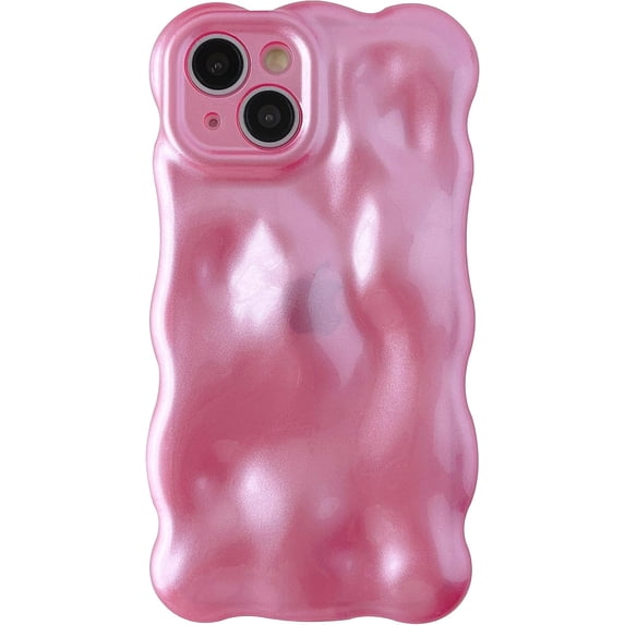 Water Ripple Wave Meteorite Bubble Pattern Chrome Plating Electroplated Candy Color Soft Compatible with iPhone Case (Light Pink,iPhone 12 Pro)