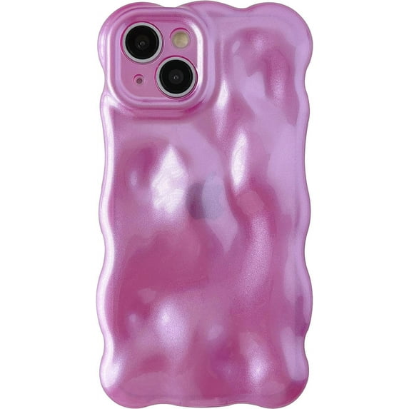 Water Ripple Wave Meteorite Bubble Pattern Chrome Plating Electroplated Candy Color Soft Compatible with iPhone Case (Light Purple,iPhone 12 Pro Max)