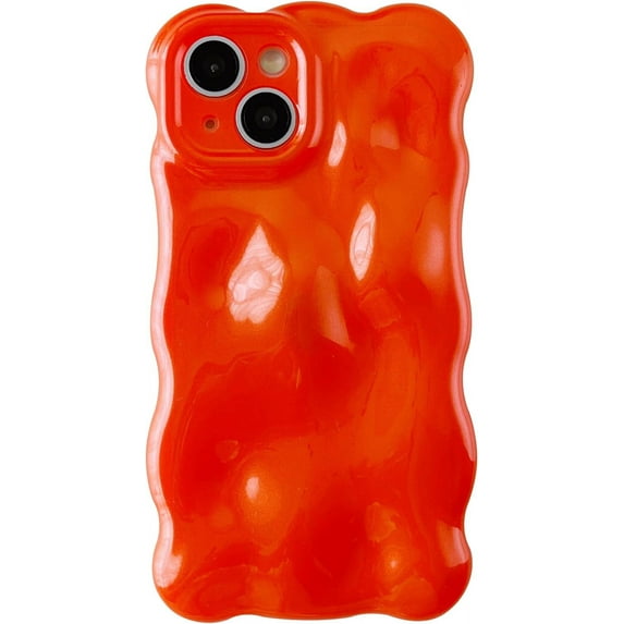 Water Ripple Wave Meteorite Bubble Pattern Chrome Plating Electroplated Candy Color Soft Compatible with iPhone Case (Light Red,iPhone 15 Pro)