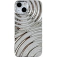 thumbnail image 1 of Water Ripple Wave Meteorite Bubble Pattern Chrome Plating Soft Compatible with iPhone Case (Light Silver,iPhone 14 Pro), 1 of 7