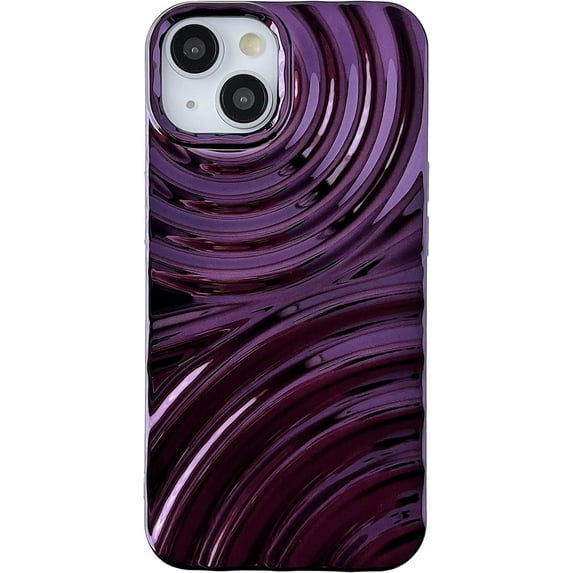 Water Ripple Wave Pattern Chrome Plating Electroplated Soft Compatible with iPhone Case (Light Purple,iPhone 13 Pro Max)