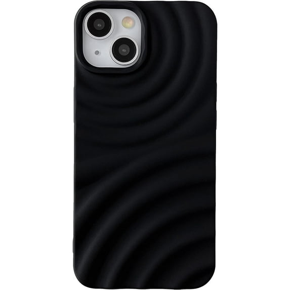 Water Ripple Wave Pattern Soft Compatible with iPhone Case (Black,iPhone 15 Pro)