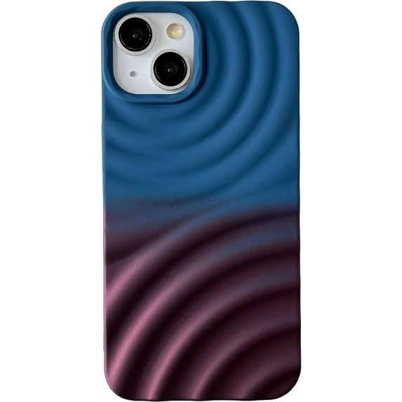 Water Ripple Wave Pattern Soft Compatible with iPhone Case (Blue Red,iPhone 13)