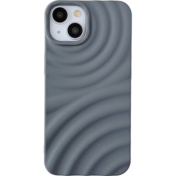 Water Ripple Wave Pattern Soft Compatible with iPhone Case (Grey,iPhone 15)