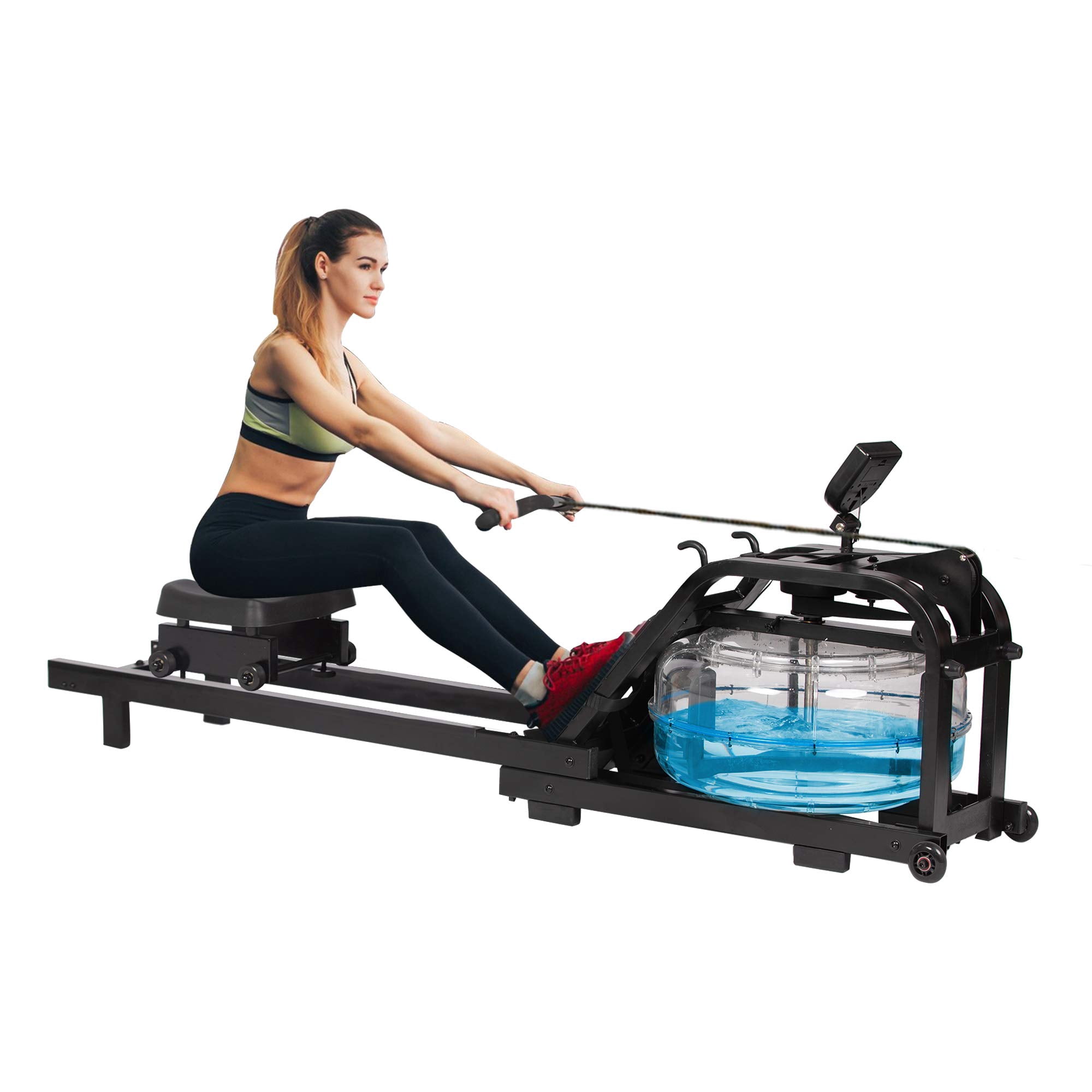 Water Rowing Machine with LCD Monitor for Home Gym, 265 Lbs Capacity ...