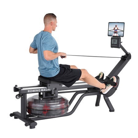 Water Rowing Machine for Home Use, 380 LBS Capacity Rower Machine with Digital Monitor, Ergonomic Seat, App Compatibility & Space-Saving Design