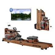 Water Rowing Machine for Home Use, Foldable Wood Rower Machine with Bluetooth Monitor