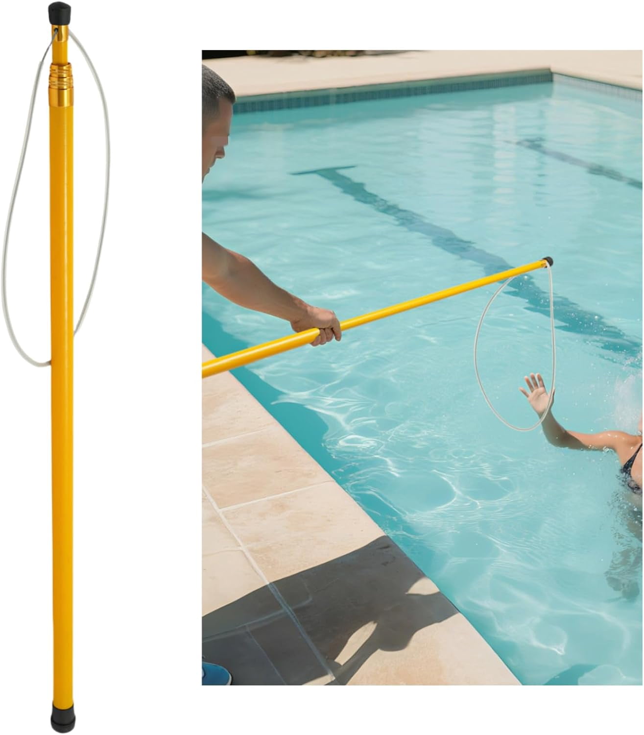 Water Safety Pole Telescopic Pool Rescue Hook 3.44ft-14.76ft Adjustable ...
