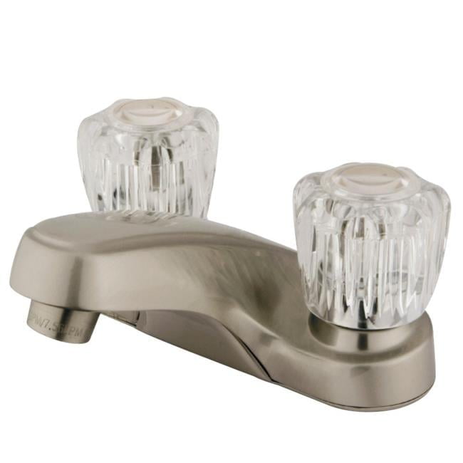 Brushed Nickel Two-Handle 4" Centerset Bathroom Faucet with Brass Construction