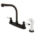 thumbnail image 1 of Water Saving Victorian High Arch Kitchen Faucet with Oak & Porcelain Lever Handles, Oil Rubbed Bronze, 1 of 1