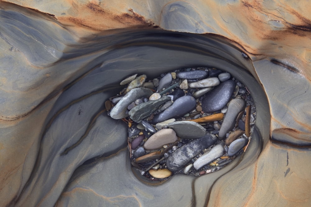 Water Sculpted Rock Bed Kicking Horse River Yoho National Park British Columbia Canvas Art - Darwin Wiggett Design Pics (34 x 22)