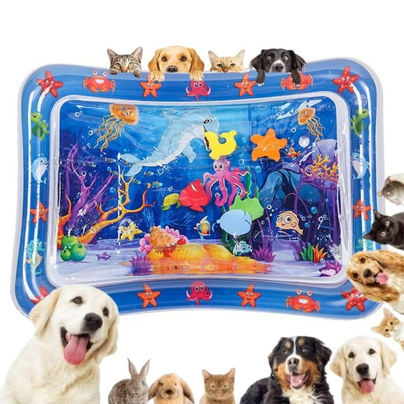 Water Sensory Mat, Pet Water Sensory Play Mat with Fish for Cats and dog, Water Sensory Play Mat for Cats, Thickened Water Sensor Play Mat, Sensor Water Playmat, Feel Cool Comfort