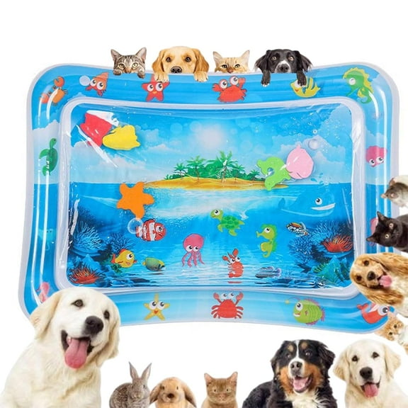 Water Sensory Mat, Pet Water Sensory Play Mat with Fish for Cats and dog, Water Sensory Play Mat for Cats, Thickened Water Sensor Play Mat, Sensor Water Playmat, Feel Cool Comfort