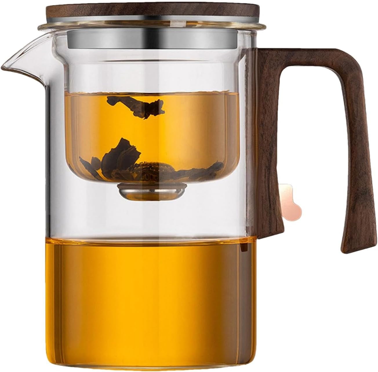 Magische Glasteekanne Mit Wassertrennung - 600/800ml Mit Holzgriff Für Losen Tee