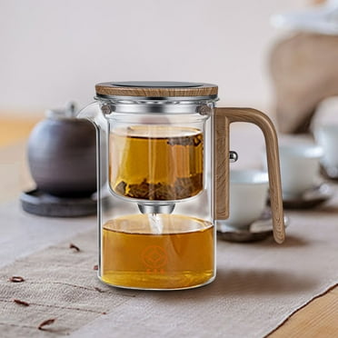 Water Separation Glass Teapot with Wooden Handle, Witchcraft Teapot, Magical Teapot, Glass Teapot with Infuser, Glass Teapot with Strainer, Clear Teapot, EnchantiPot Magic Pot