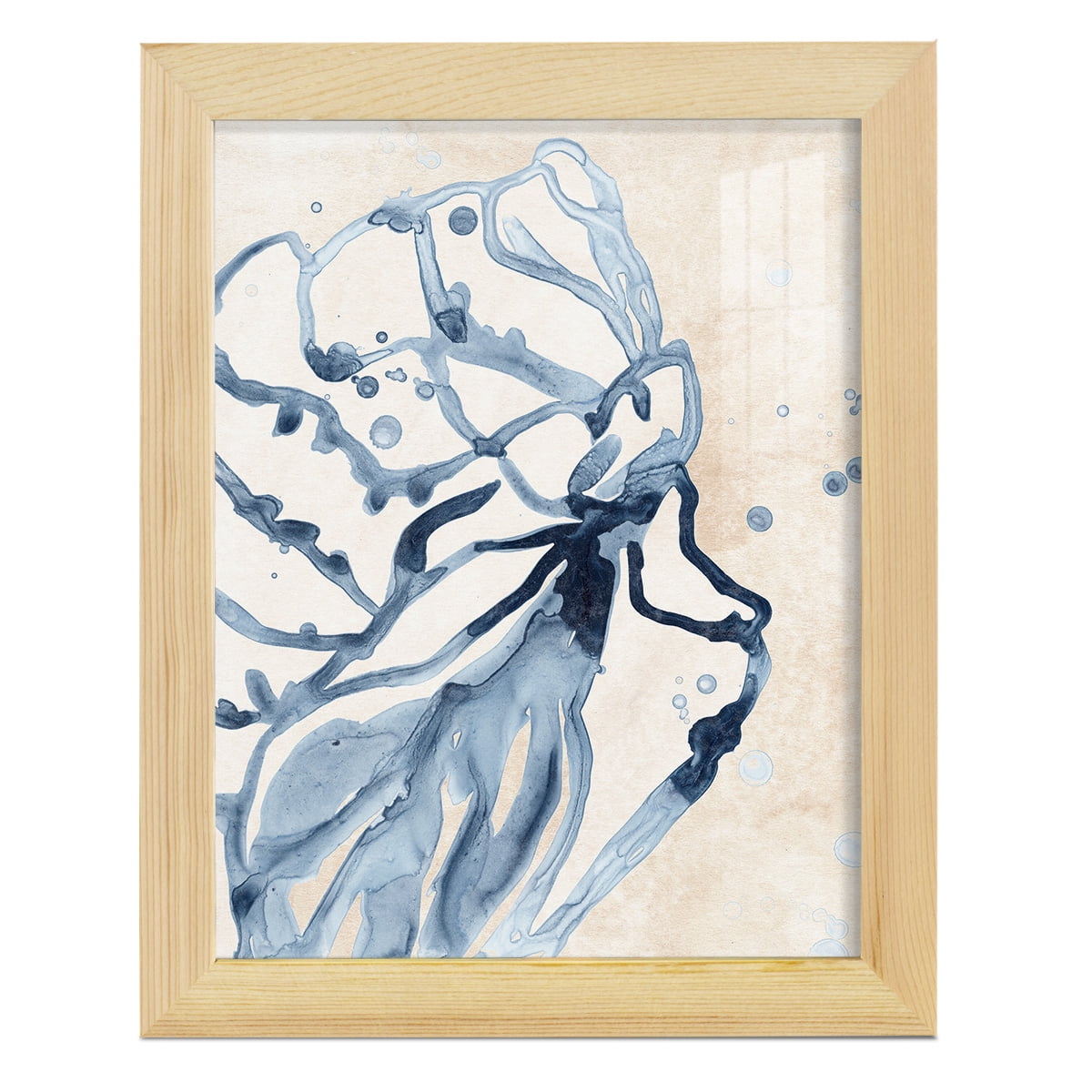 Water Shells I - Framed Print w/glass - Natural Wood