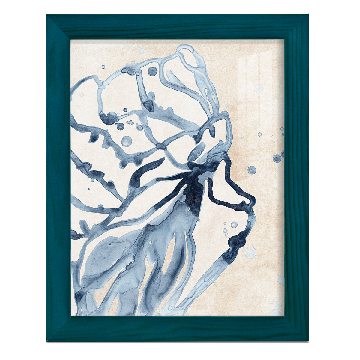 Water Shells I - Framed Print w/glass - Ocean Blue