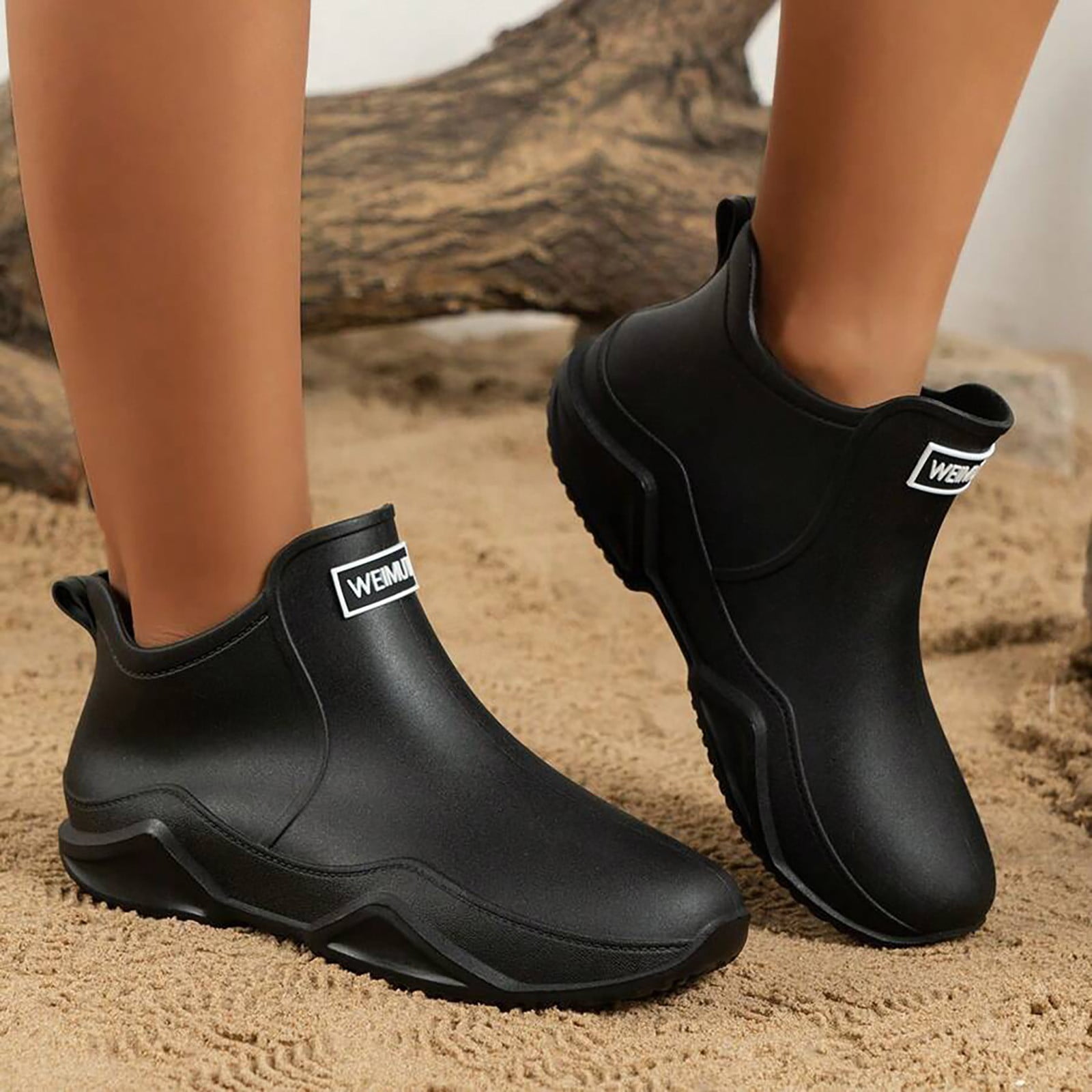 Water Shoes For Women Outdoor Slip Durable Couple Rain Boots Black 2024