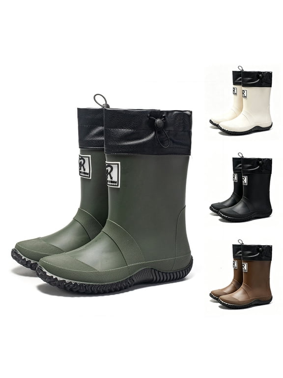 Water Shoes Outdoor Gardening Rain Boots Fishing PVC Boots for Mens and Womens Green 36