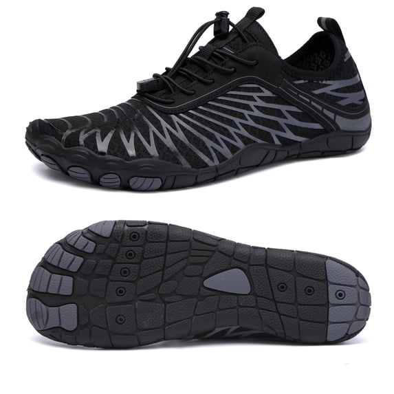 Water Shoes Women Men Quick Dry Wide Toe Box Hiking Aquatic Sports Shoes for Swim Beach Pool Boating, Black