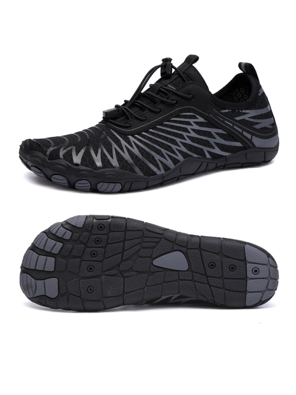 Water Shoes Women Men Quick Dry Wide Toe Box Hiking Aquatic Sports Shoes for Swim Beach Pool Boating, Black