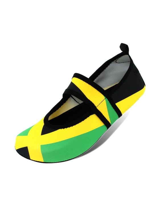 Water Shoes for Women Quick Dry Swim Beach Shoes Footwear for Sport Travel Dance Outdoor Surfing Yoga Exercise Jamaica Flag Caribbean Reggae Rasta(JA01-M)