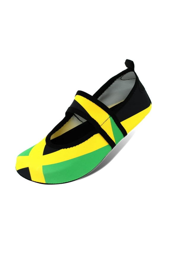 Water Shoes for Women Quick Dry Swim Beach Shoes Footwear for Sport Travel Dance Outdoor Surfing Yoga Exercise Jamaica Flag Caribbean Reggae Rasta(JA01-M)