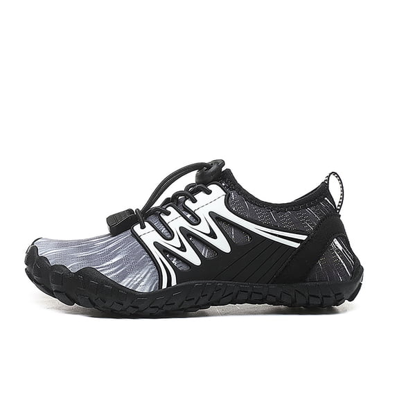 Water Shoes for Kids Girls Boys Barefoot Shoes with Adjustable Laces Quick Drying Beach Sports Non Slip Swimming Hiking Black 6.5-7 years