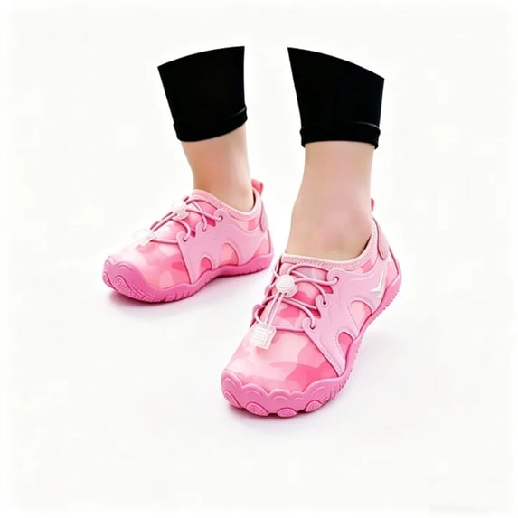 Water Shoes for Kids Girls Boys Barefoot Shoes with Adjustable Laces Quick Drying Beach Sports Non Swimming Hiking Light Pink 3-4Y