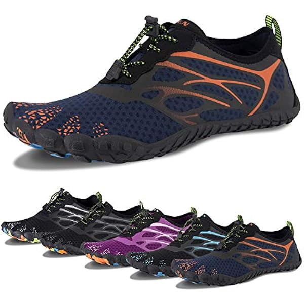 Men's Water Shoes - Quick-Dry Aqua Socks For Kayaking, Hiking, Beach (Blue/Gray) - View #4