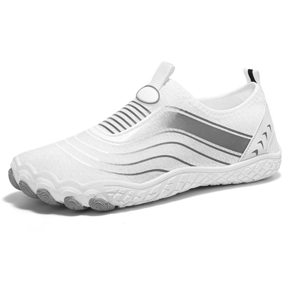 Water Shoes for Women Men Lightweight Quick Drying Barefoot Slip On Sneakers Non Slip Work Shoes for Beach Hiking Boating River White Size 6