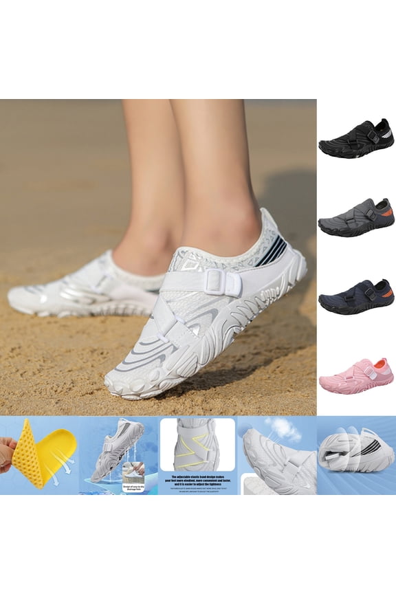 Water Shoes for Women Men Quick Dry Hiking Beach Barefoot Boat Footwear Outdoor Activities Lightweight Slip On Unisex Aqua Shoe White 38