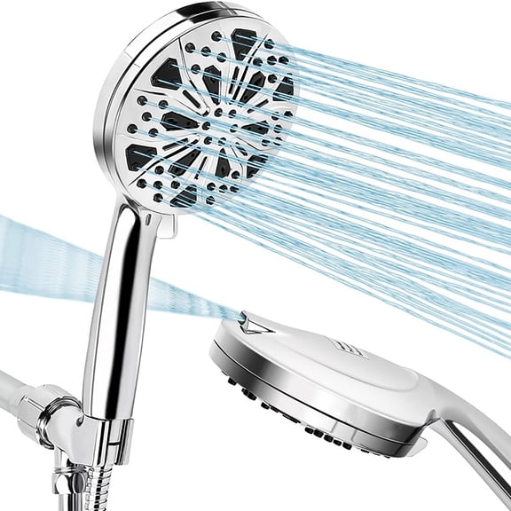 Water Shower Faucet Premium 10-Mode Handheld Shower Head - High Pressure Water Spray, Anti-Clog, and Integrated Power Wash for Tub & Tile Cleaning - 59" Hose