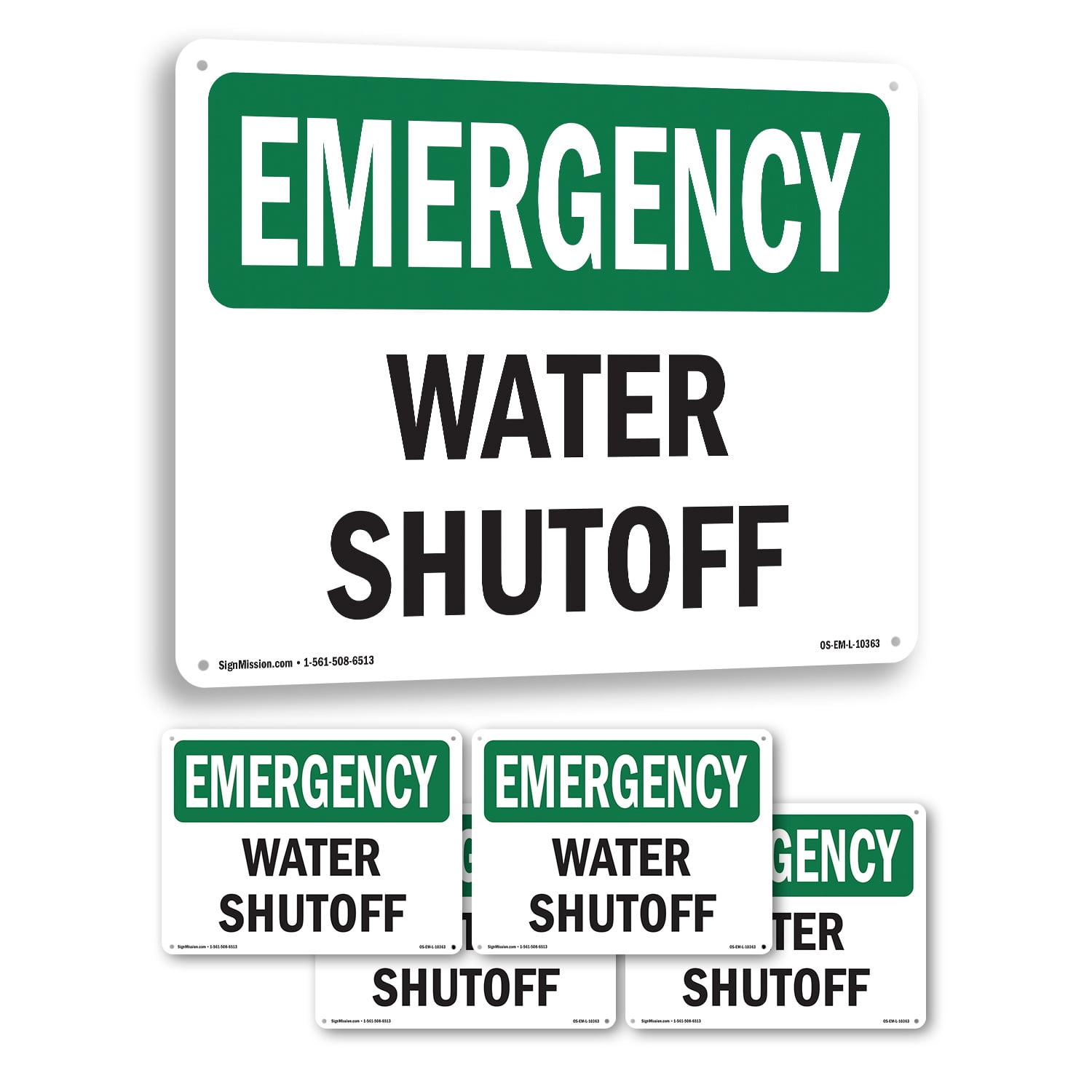 Water Shutoff OSHA Emergency Rigid Plastic Sign 18 Inch x 12 Inch - 5 ...