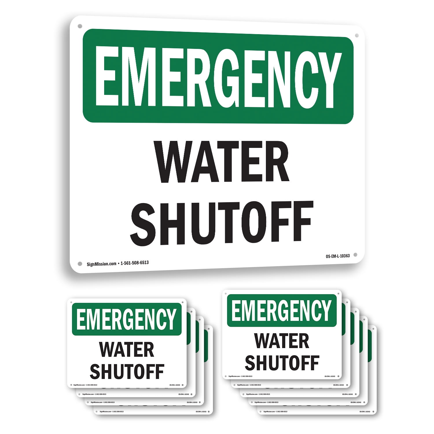 Water Shutoff OSHA Emergency Rigid Plastic Sign 24 Inch x 18 Inch - 10 ...
