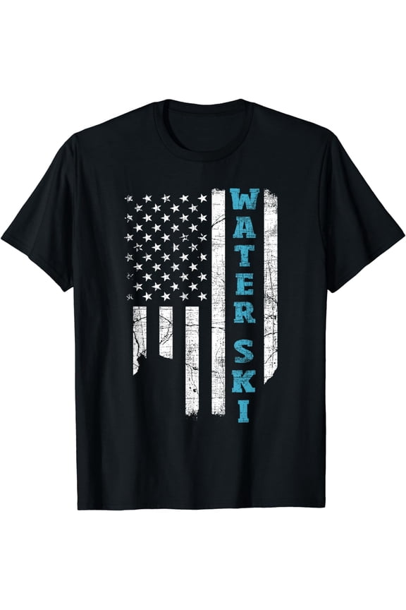 Water Ski USA Flag Waterskiing Waterskier Watersports T-Shirt mens t shirt，black，women，funny，misfits，men，journey