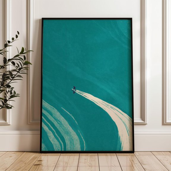 Water Skier Aerial View Photography Ocean Poster