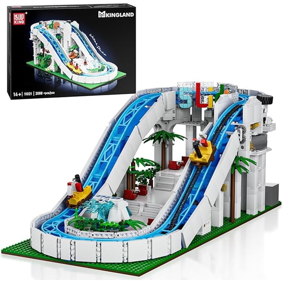 Water Slide Toy Building Block, Aqua Coaster Model Set, Collectible Amusement Water Park Kits (2088 PCS)