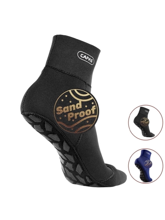 Water Socks 2mm Neoprene, Sand Proof Beach Volleyball Wetsuit Diving Socks Warm for Men Women (Black, L)