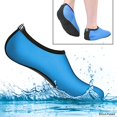thumbnail image 1 of Water Socks for Women - Extra Comfort - Protects Against Sand, Cold/Hot Water, UV, Rocks/Pebbles - Easy Fit Footwear for Swimming (Blue & Black, (S) Women - 5-7), 1 of 6