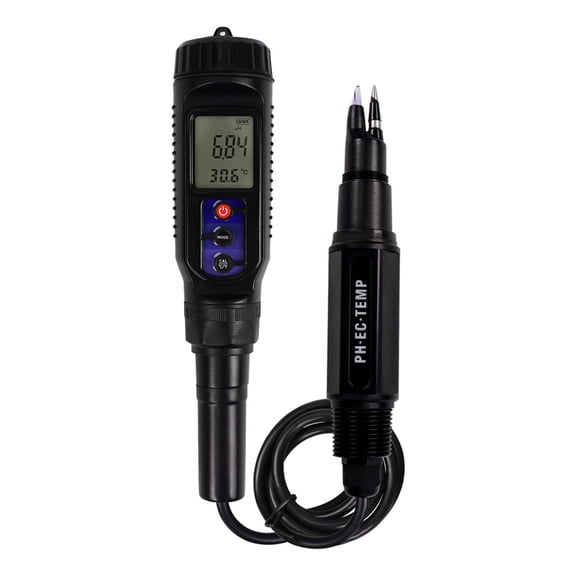Water Soil Quality Tester Digital PH/EC/TEMP 3-in-1 Tester Multi-Function Testing PH Meter for Aquariums Pools Dough